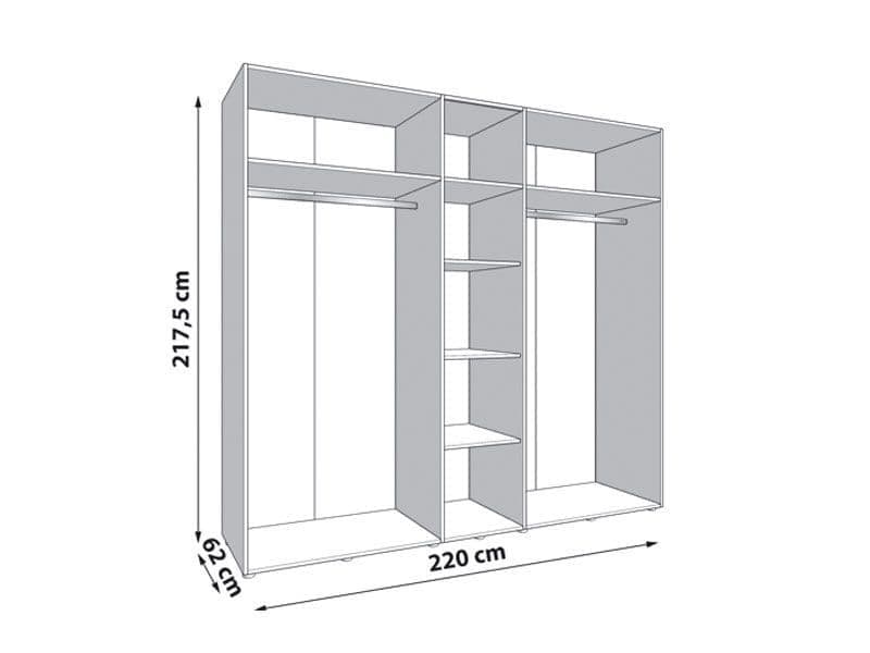Kelion Cashmere & Oak Wardrobe - 5 Door, Mirrored