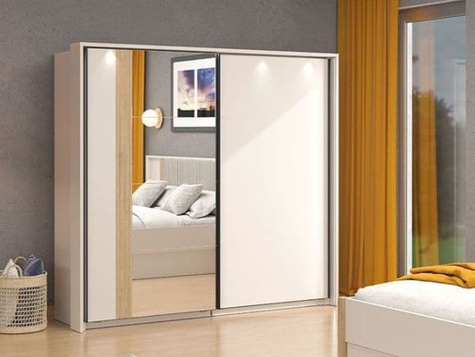Jaros Cashmere & Oak Sliding Wardrobe - 220cm