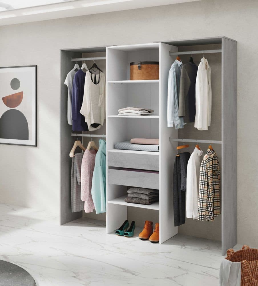 Darar Grey & White Open Wardrobe - Large