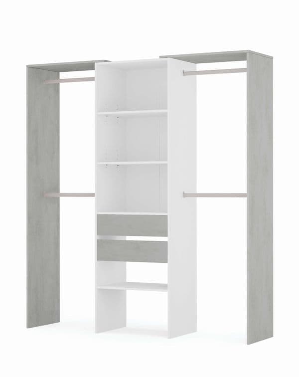 Darar Grey & White Open Wardrobe - Large