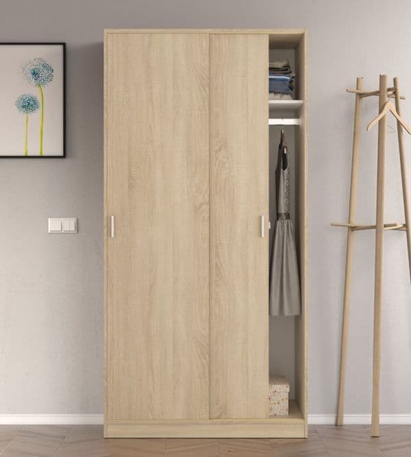 Peril Oak Sliding Wardrobe - 2 Door, Narrow