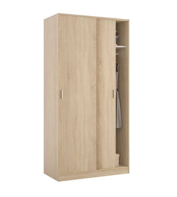 Peril Oak Sliding Wardrobe - 2 Door, Narrow