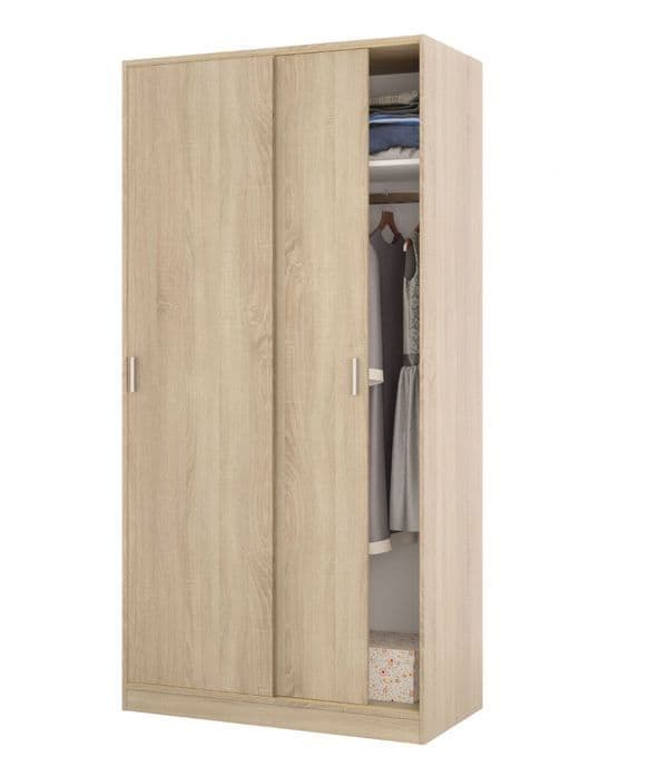 Peril Oak Sliding Wardrobe - 2 Door, Narrow