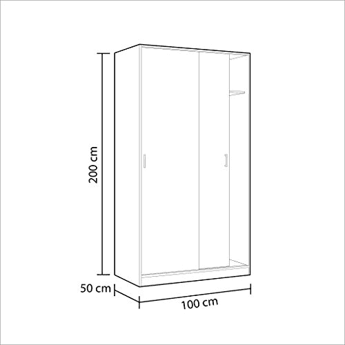 Peril Oak Sliding Wardrobe - 2 Door, Narrow