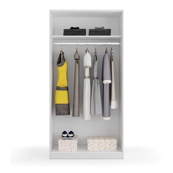 Raleth White Sliding Wardrobe - 2 Door, Narrow