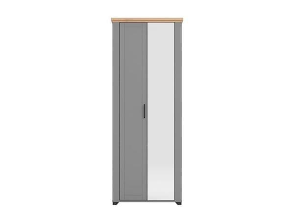 Wenal Grey & Oak Slim Wardrobe - Mirrored