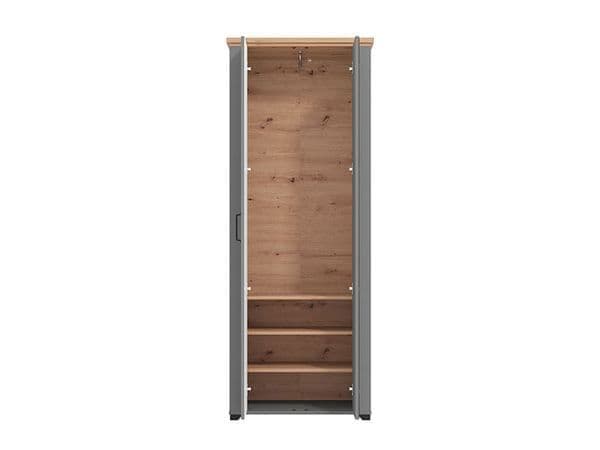 Wenal Grey & Oak Slim Wardrobe - Mirrored