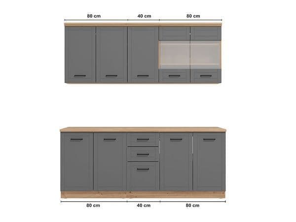 Maril Graphite Grey Kitchen Unit - 200cm
