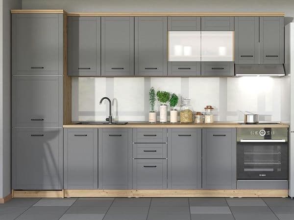 Vorur Grey & Oak Larder Unit - 3 Door, 60cm