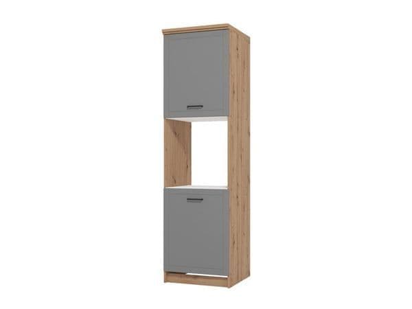 Vorur Grey & Oak Larder Unit - 3 Door, 60cm