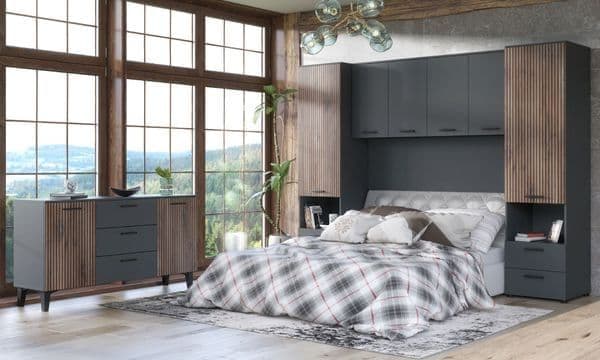Xanur Dark Grey & Oak Sideboard - 2 Door, 3 Drawer