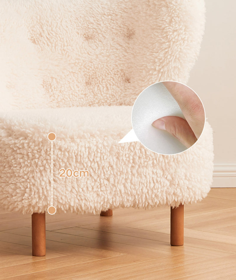 Fitz Lounge Chair, Long Hair, White Boucle