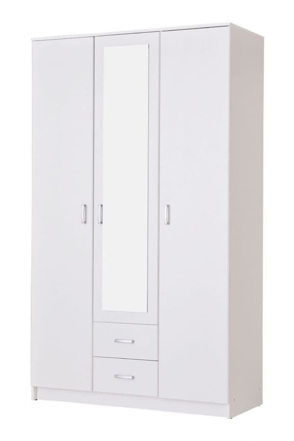 Elin White 3-Door Wardrobe - Spacious