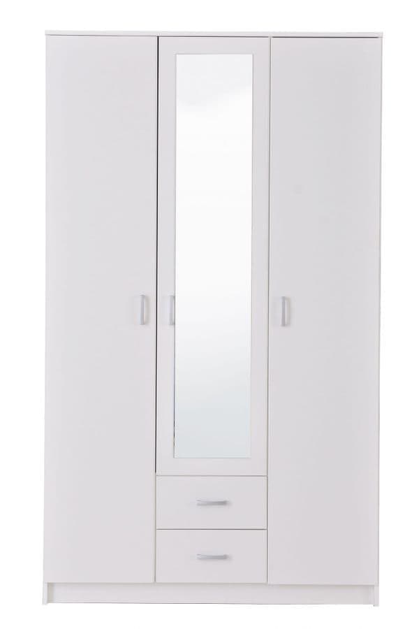 Elin White 3-Door Wardrobe - Spacious