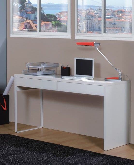 Jarin White Gloss Desk - With Drawers