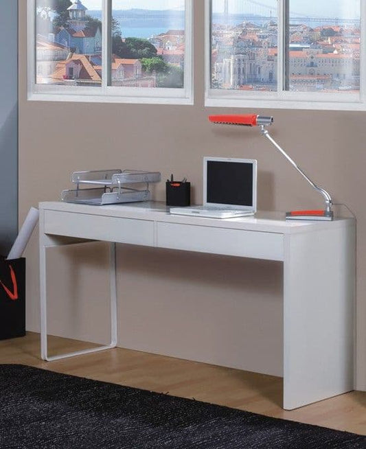 Jarin White Gloss Desk - With Drawers