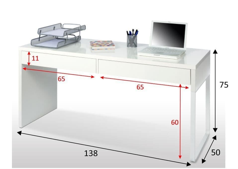 Jarin White Gloss Desk - With Drawers