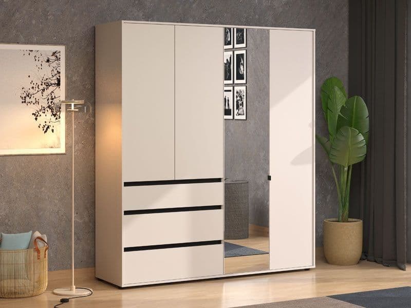 Ulion Cashmere Mirrored Wardrobe - 4 Door