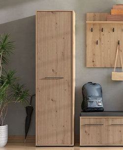 Garas Oak Slim Wardrobe - Slatted Design