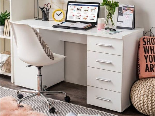 Noris White Matt Desk - Modern Office