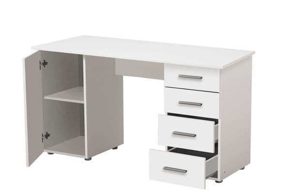 Noris White Matt Desk - Modern Office