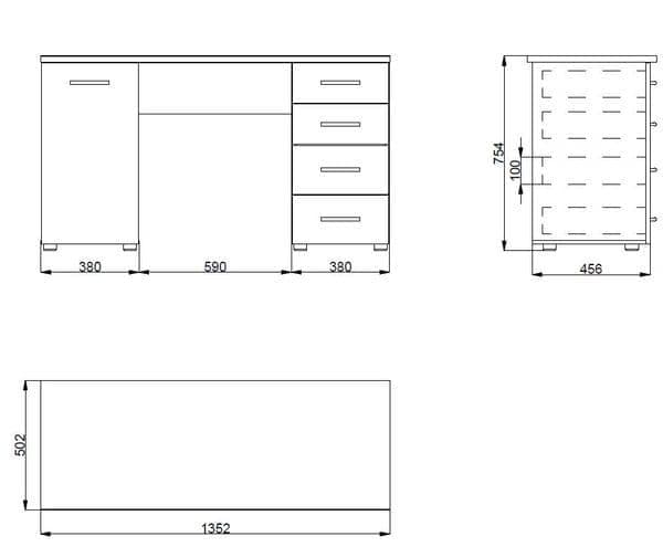 Xaneo Oak Effect Desk - Home Office