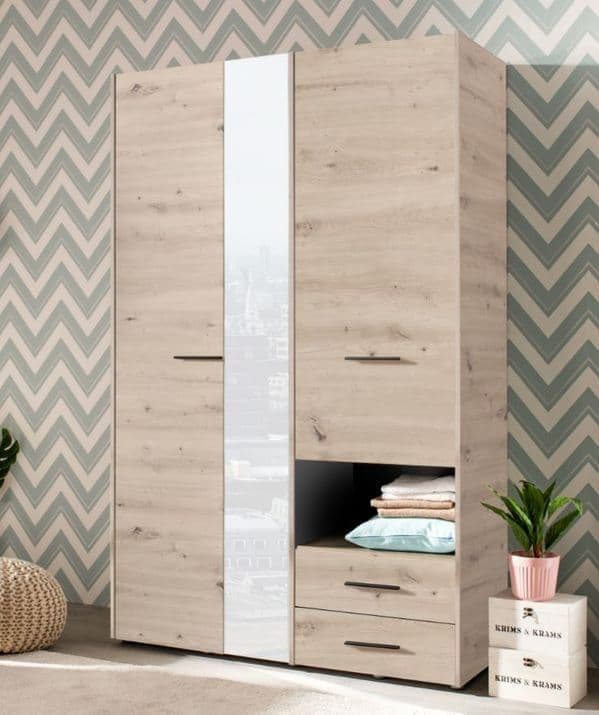 Voreth Grey Oak Wardrobe - 3 Door