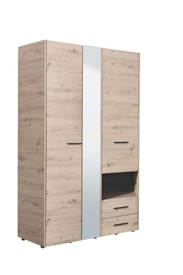Voreth Grey Oak Wardrobe - 3 Door