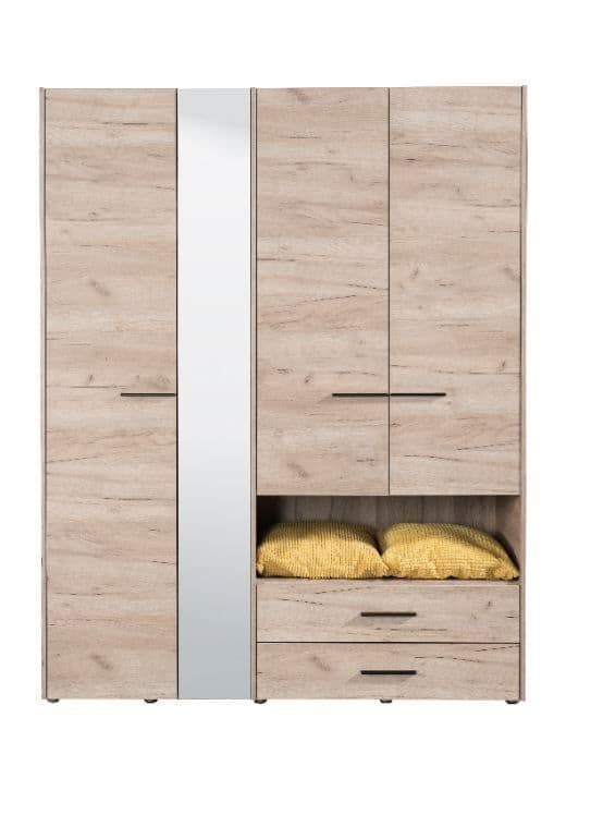 Jarir Grey Oak Wardrobe - 4 Door