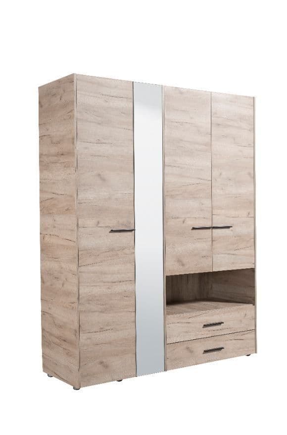 Jarir Grey Oak Wardrobe - 4 Door
