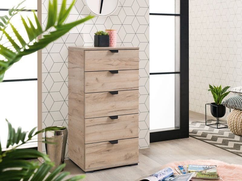 Wenen Oak 5-Drawer Chest - Narrow