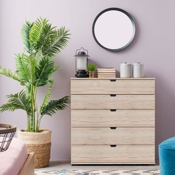 Darin Oak 6-Drawer Chest - Wide Storage