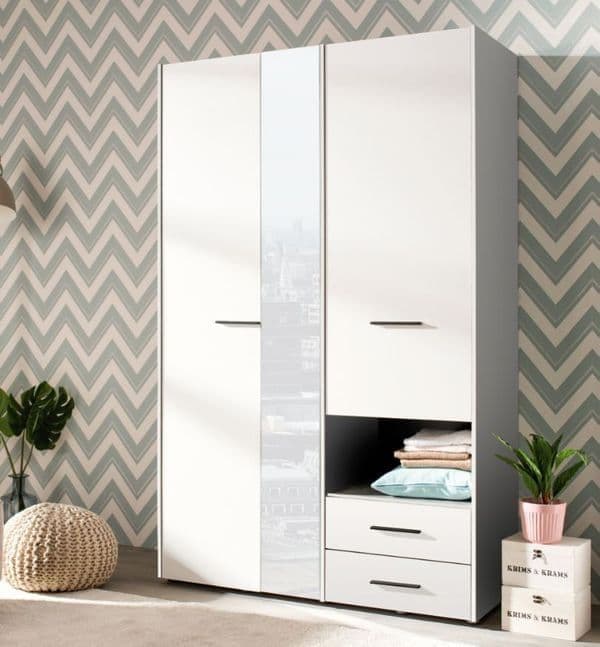 Wenon White 3-Door Wardrobe - Spacious