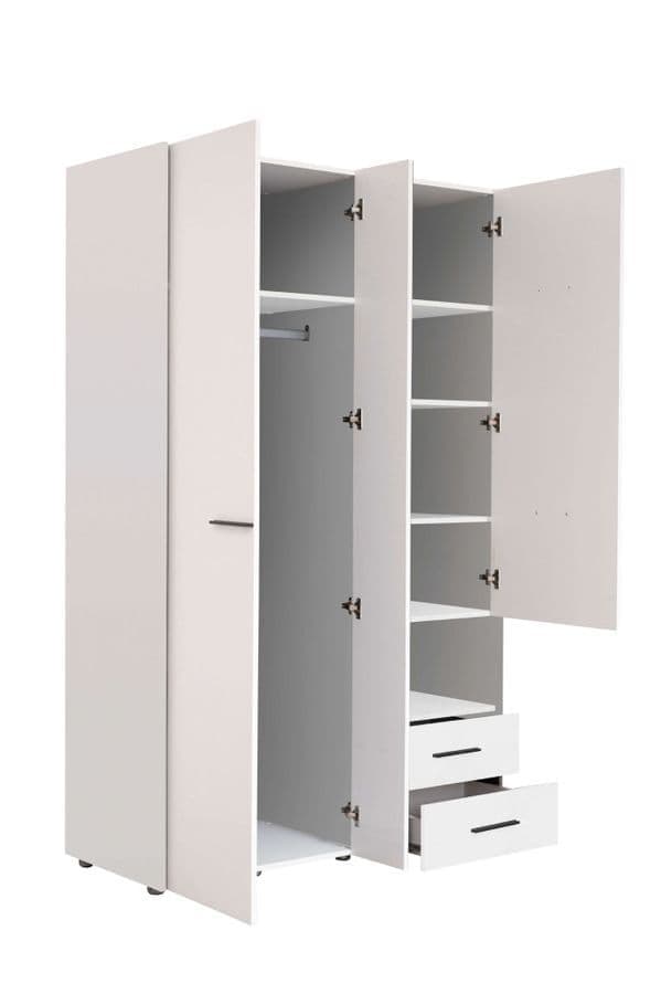 Wenon White 3-Door Wardrobe - Spacious