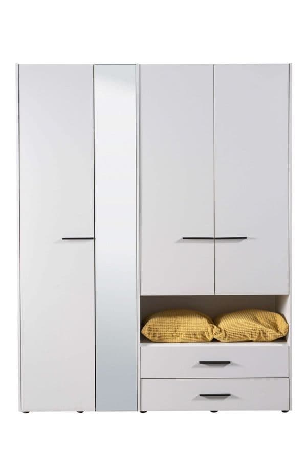 Quinis White 4-Door Wardrobe - Large Storage