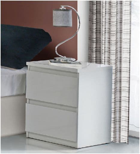 Noros White Bedside Table - Compact