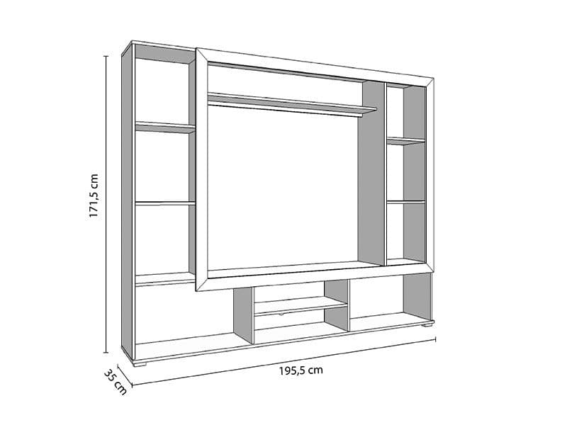 Kelon Grey Oak TV Cabinet - Wall Unit