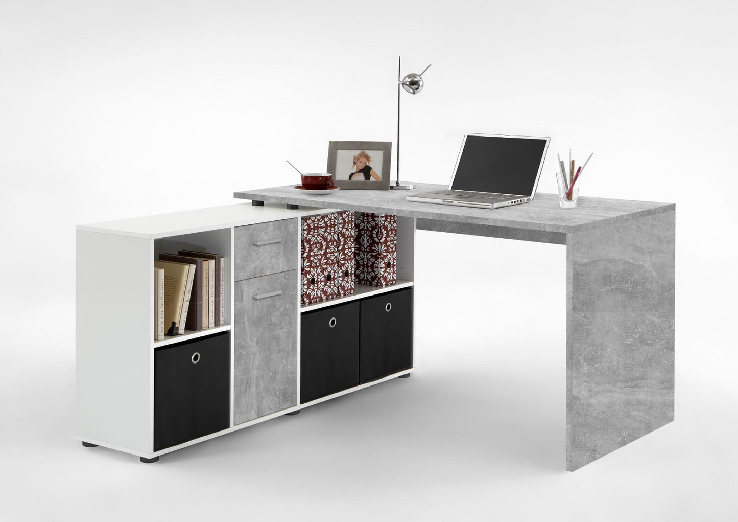Selel Grey & White Desk - Modern Office
