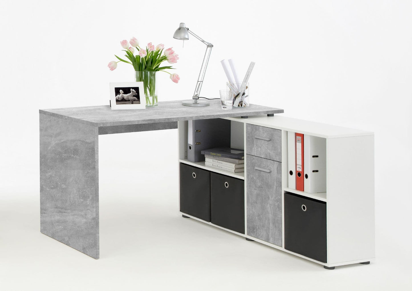 Selel Grey & White Desk - Modern Office