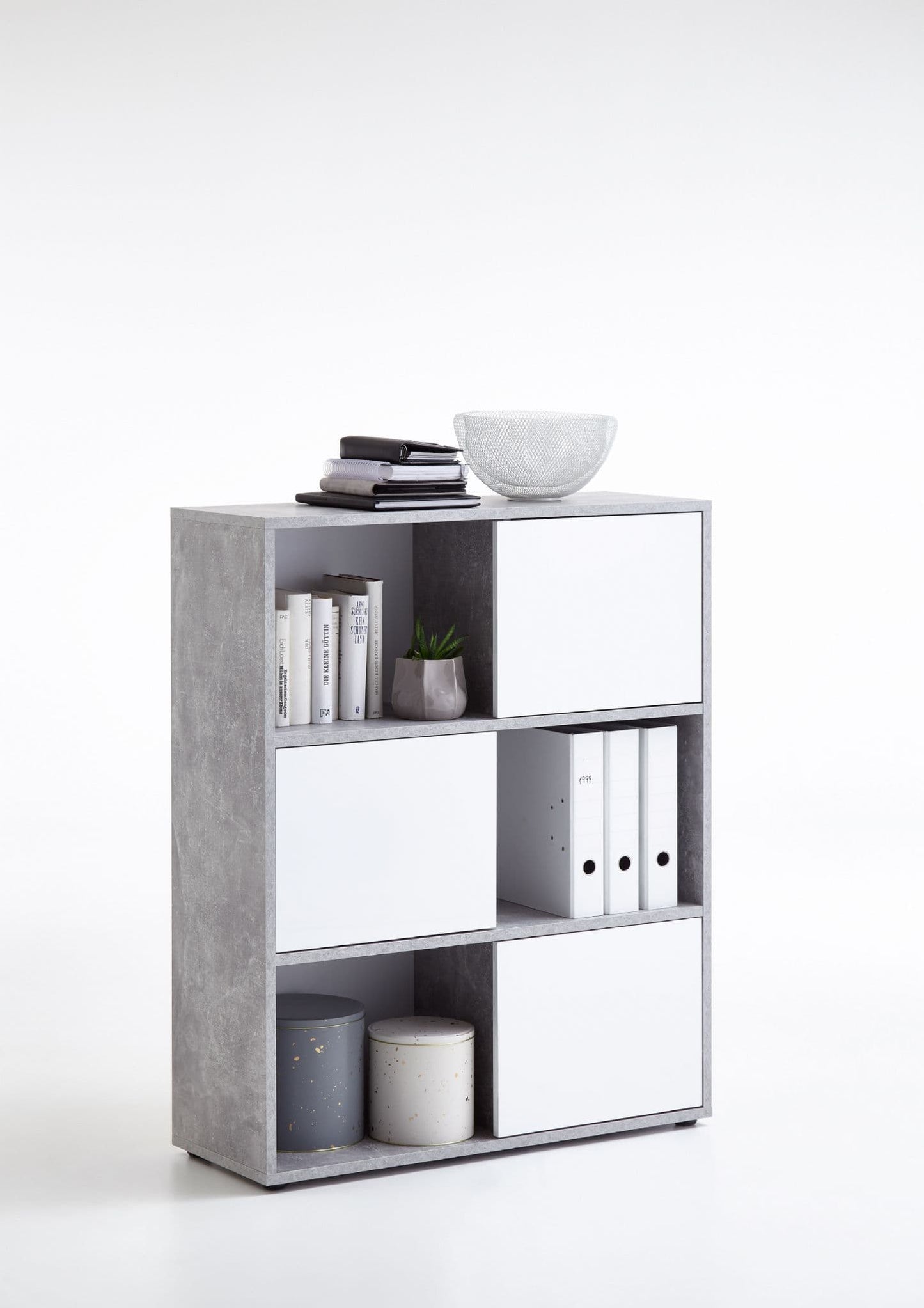 Quinas Grey & White Short Bookcase
