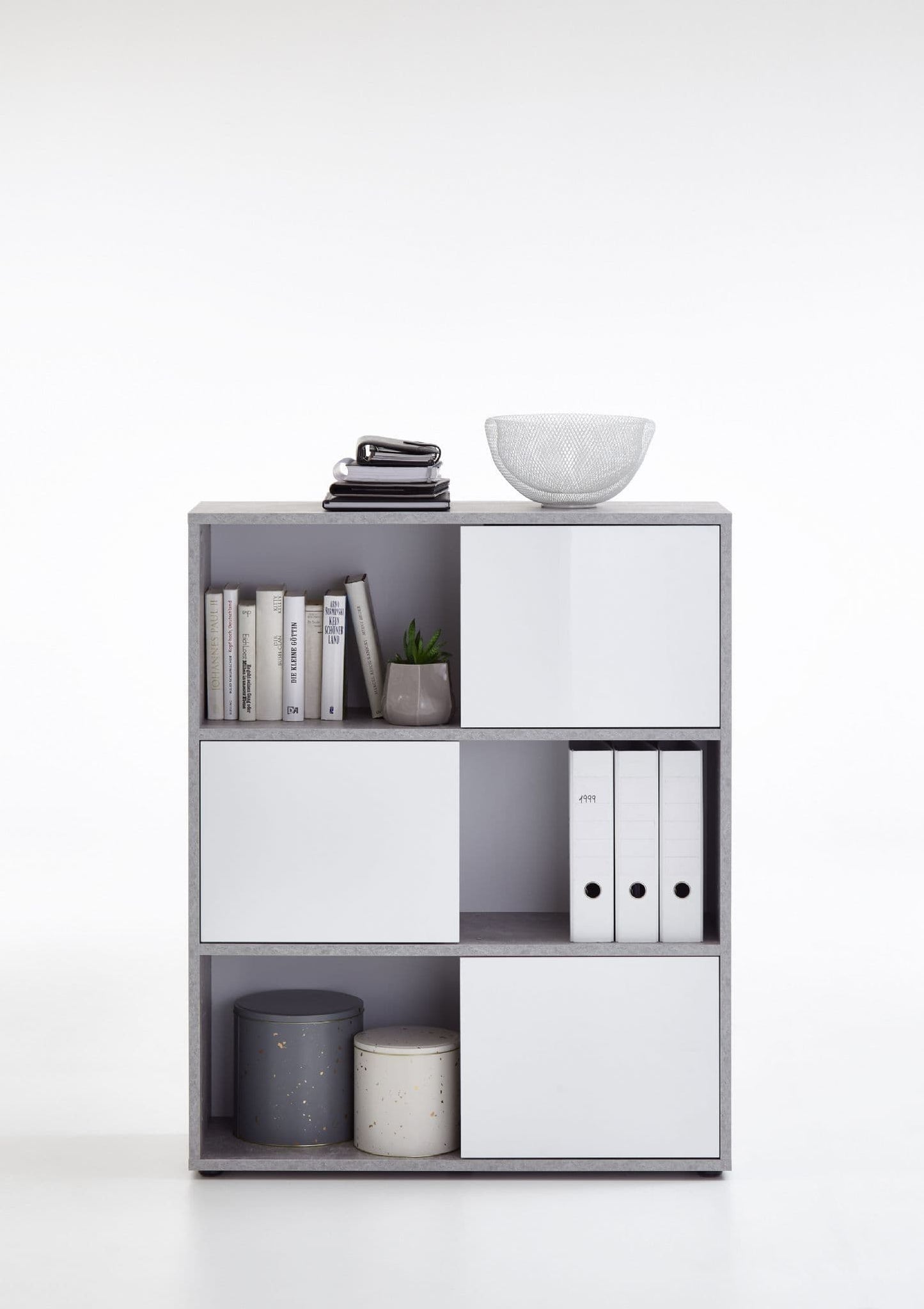 Quinas Grey & White Short Bookcase