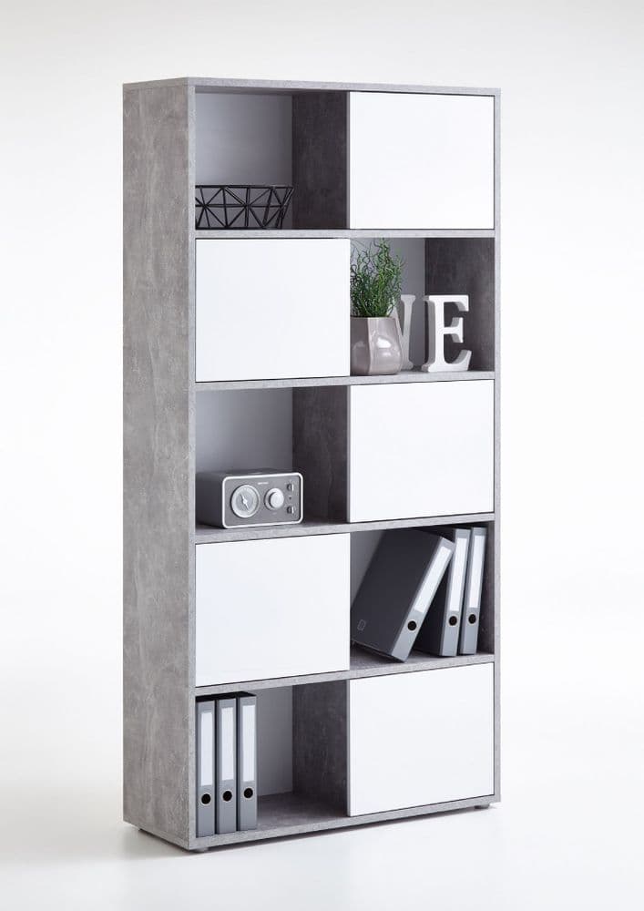 Xanen Grey & White Tall Bookcase