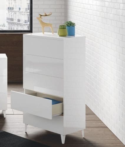 Jaror White Tall Chest of Drawers