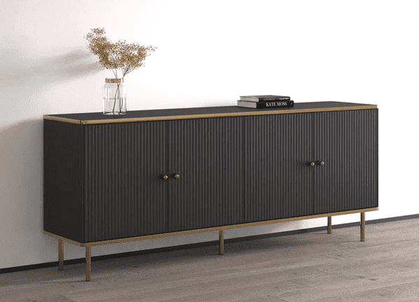 Quinil Black & Gold Sideboard - 4 Door