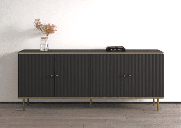 Quinil Black & Gold Sideboard - 4 Door