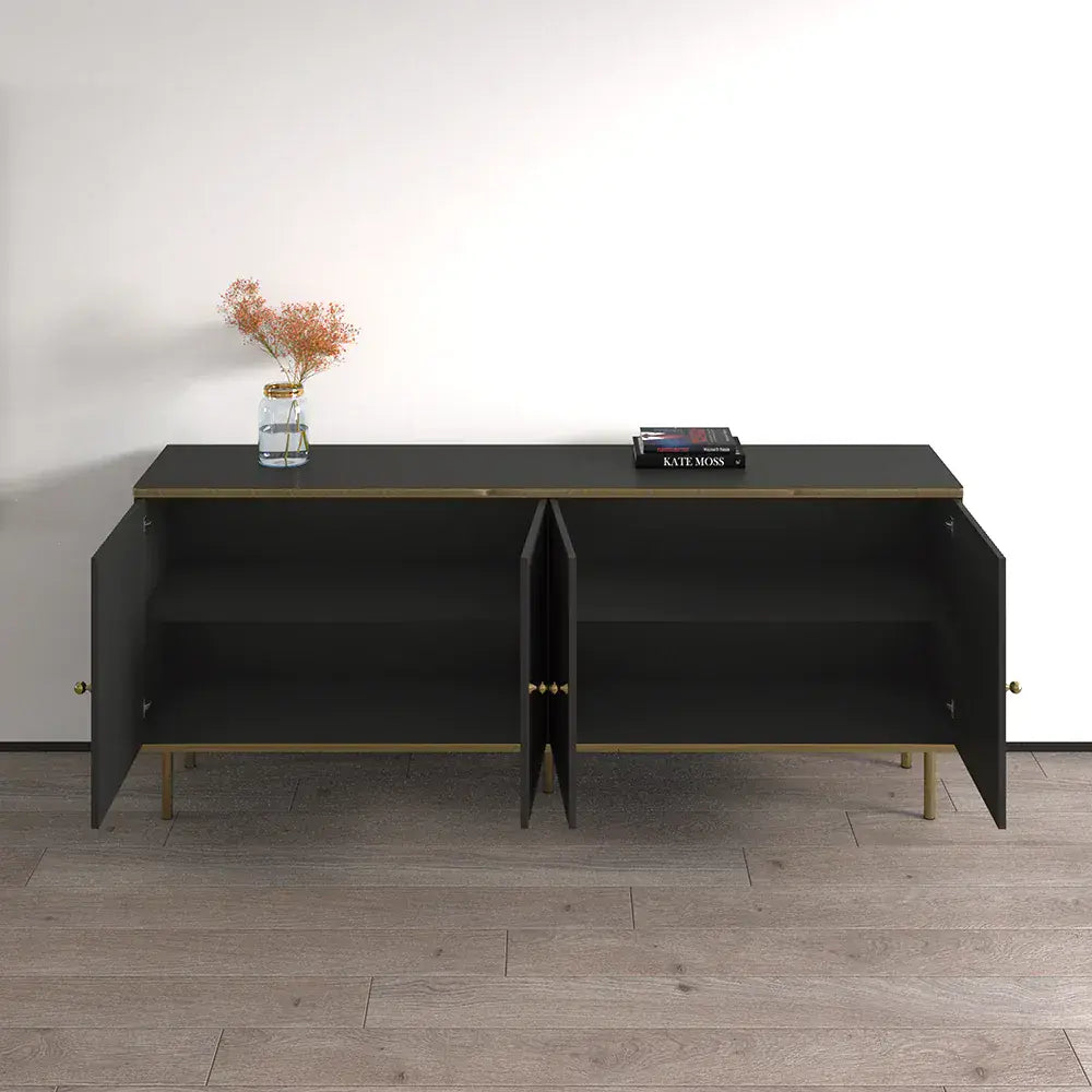 Quinil Black & Gold Sideboard - 4 Door