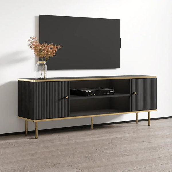 Alix Black & Gold TV Unit - Modern