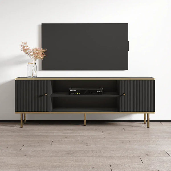 Alix Black & Gold TV Unit - Modern