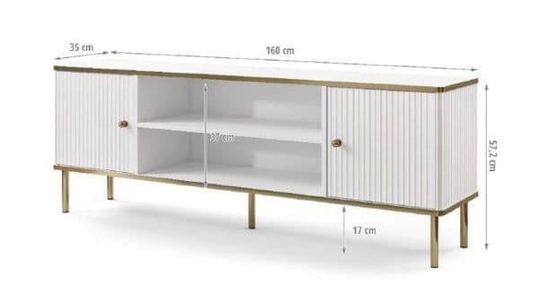Ralil White & Gold TV Unit - Modern