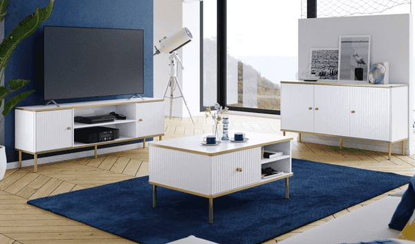 Ralil White & Gold TV Unit - Modern